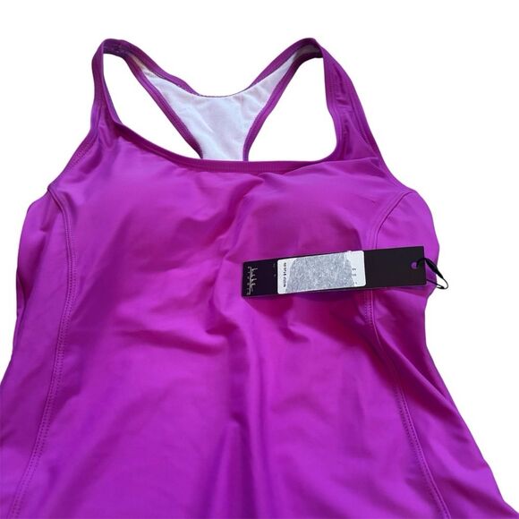 NWT Nicole Miller Racerback Purple Glo One-Piece | Stylish - Picture 2 of 5